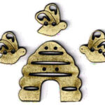 Botón Madera Colmena + 3 abejas