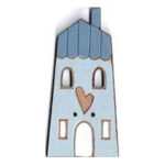 Botón Madera Pintada Casa Azul