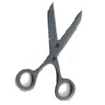 Botón Madera Pintada Tijeras Negro